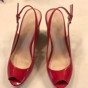 Marc Fisher red wedge heel espadrilles